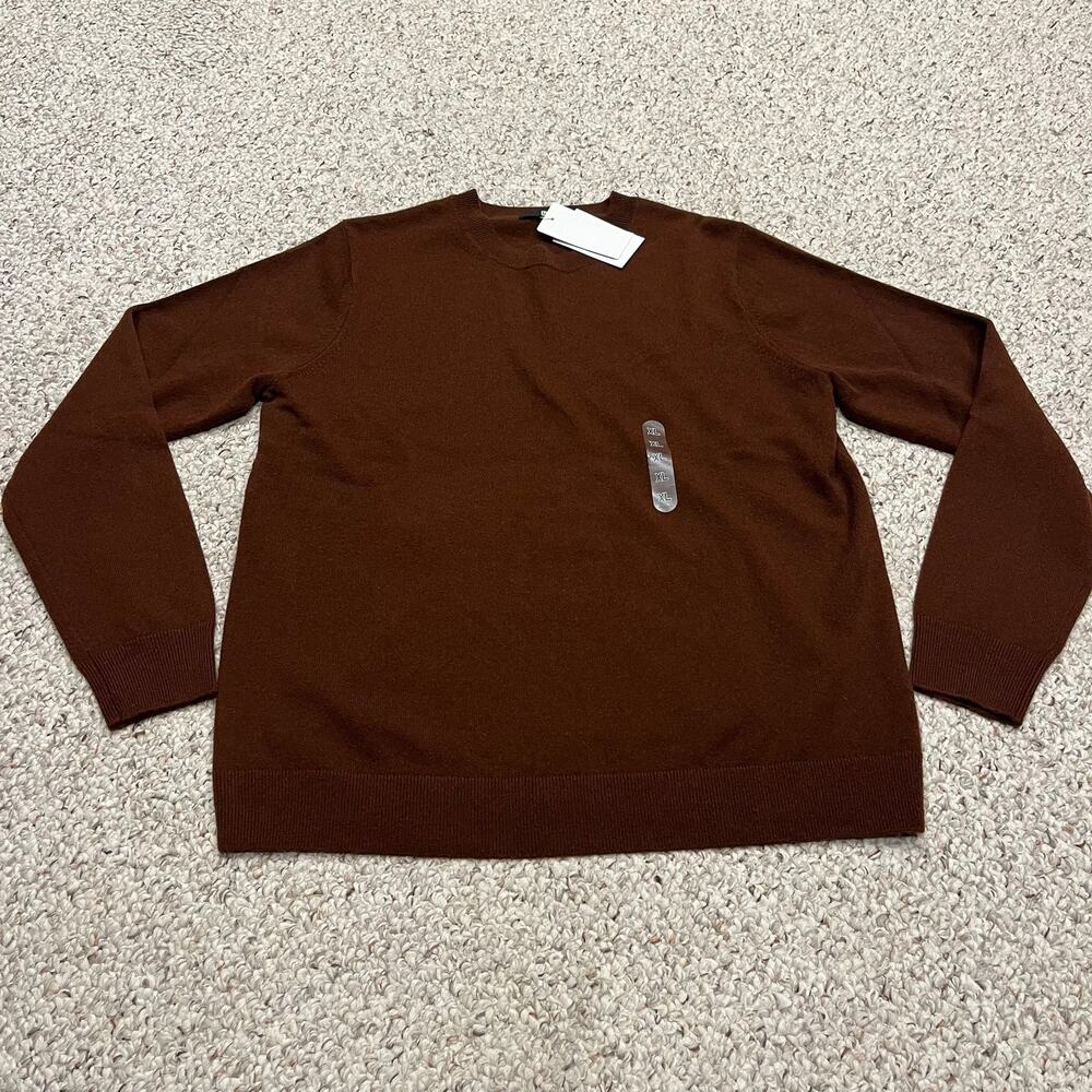 NWT Uniqlo Cashmere Crewneck Sweater Sz XL Brown Quiet Luxury Old Money Classic